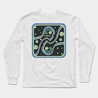 Pisces Zodiac 70z style art Long Sleeve T-Shirt